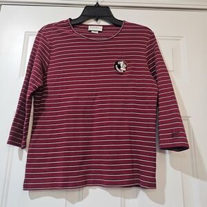 Cutter & Buck Red and White Striped Top Florida The Seminoles Size M {Bx7}